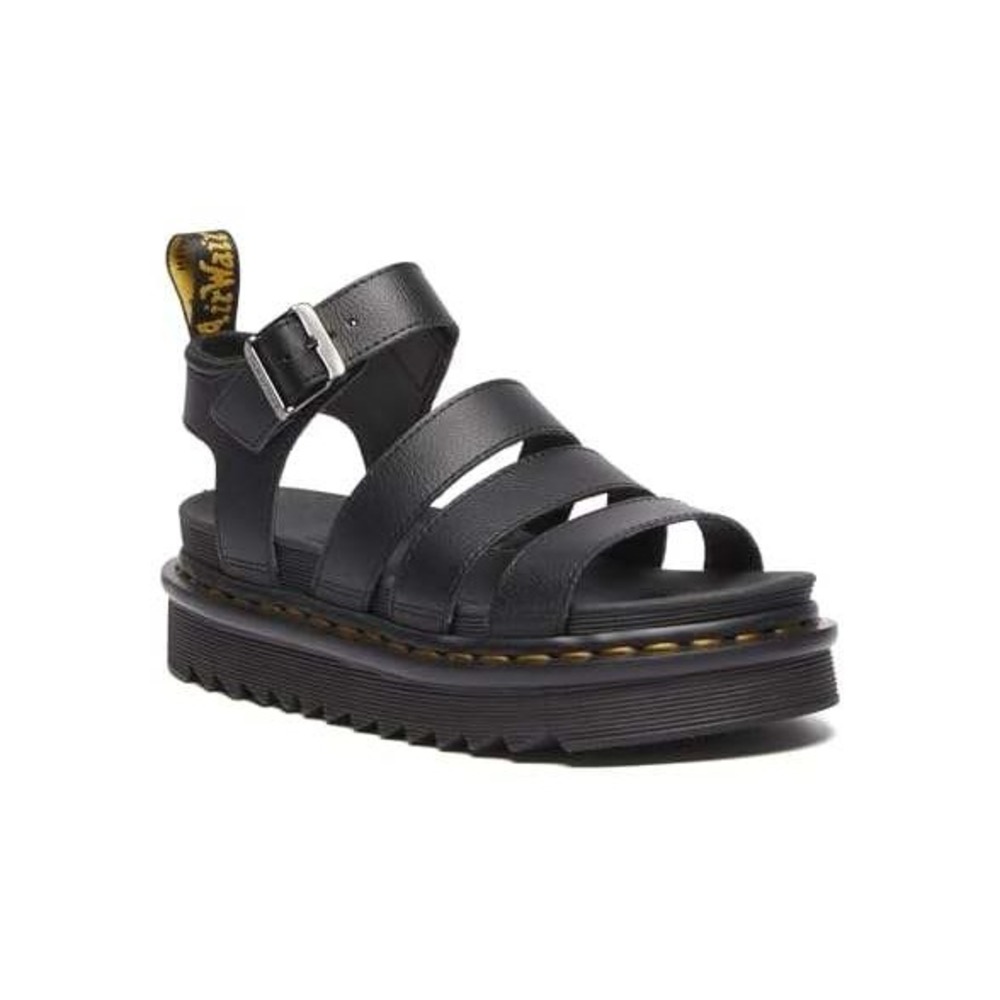 Dr. Martens Blaire  Leather Platform Sandals Black Ankle Strap Womens 8